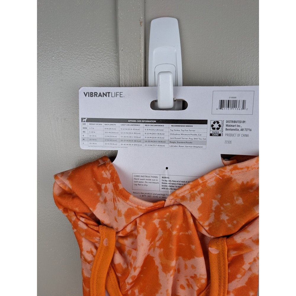 Vibrant Life Halloween Dog Hoodie Orange Tie Dye Pumpkin Jack-O-Lantern Size M - Picture 5 of 5